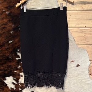 Free People Storyteller Black Lace Pencil Skirt Size Small